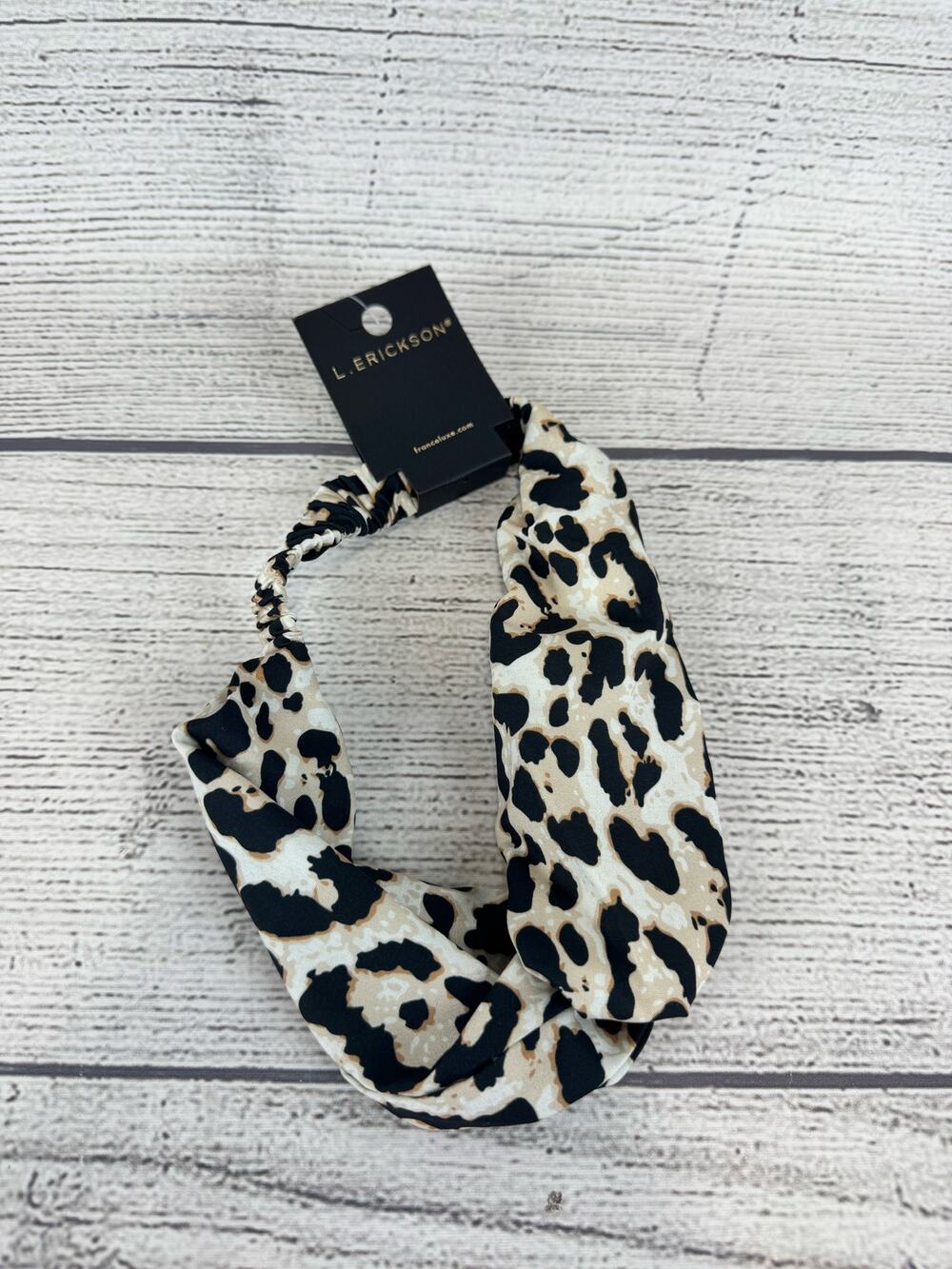 L.Erickson Women's Cheetah Cream & Black Elastic Infinity Headband